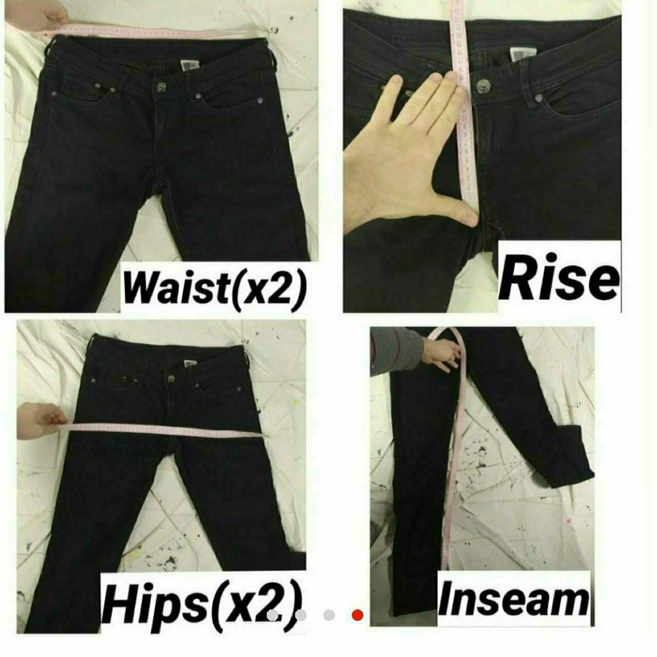 Photo of a tutorial on how to measure waist, rise, hips and inseam of a pair you have so that they could be made according to your measurements. More in depth tutorials can be found online, or by messaging me.