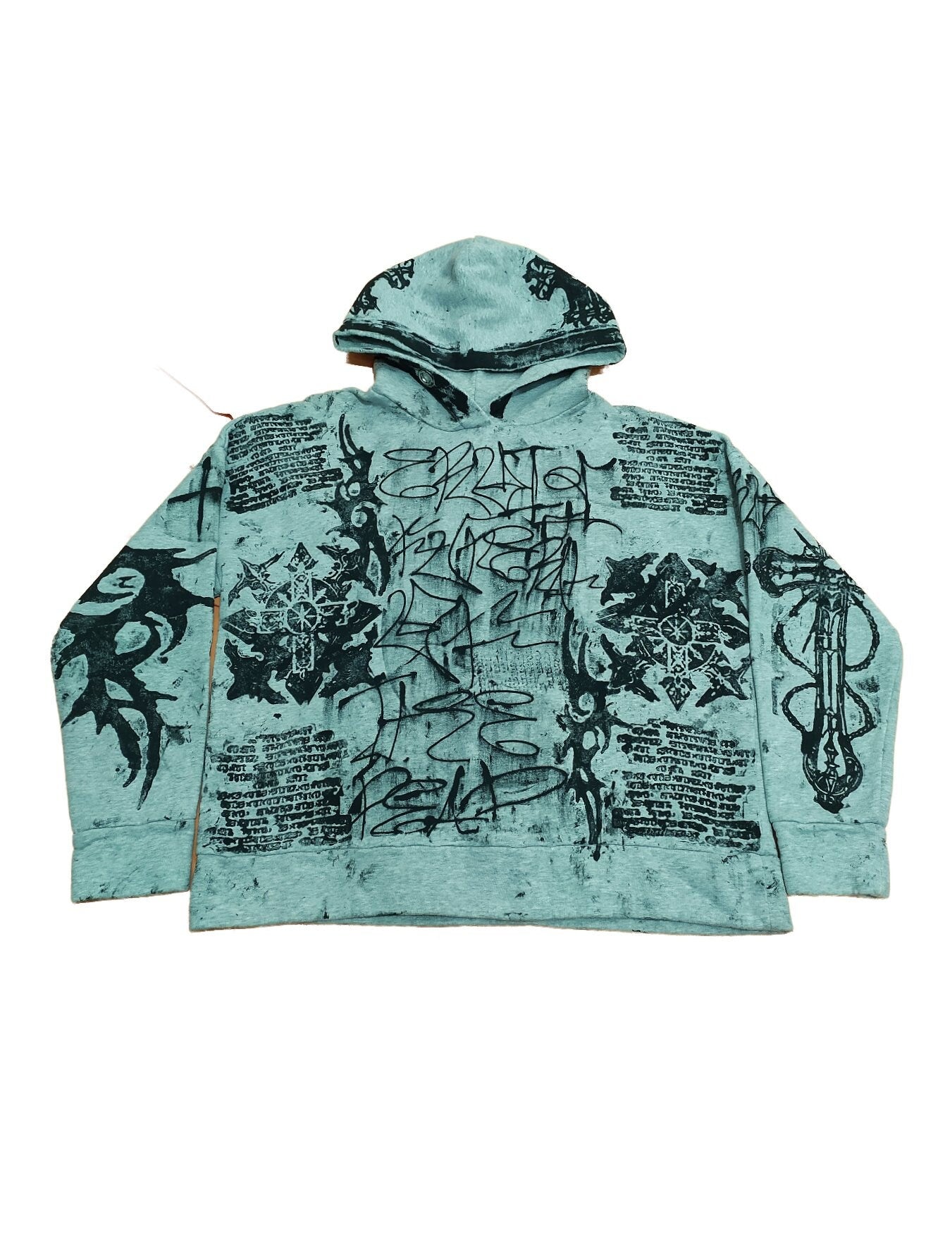 L Unique handmade custom patches punk goth fantasy emo studs rave festival spikes skull cyberpunk cool baggy art tribal hoodie