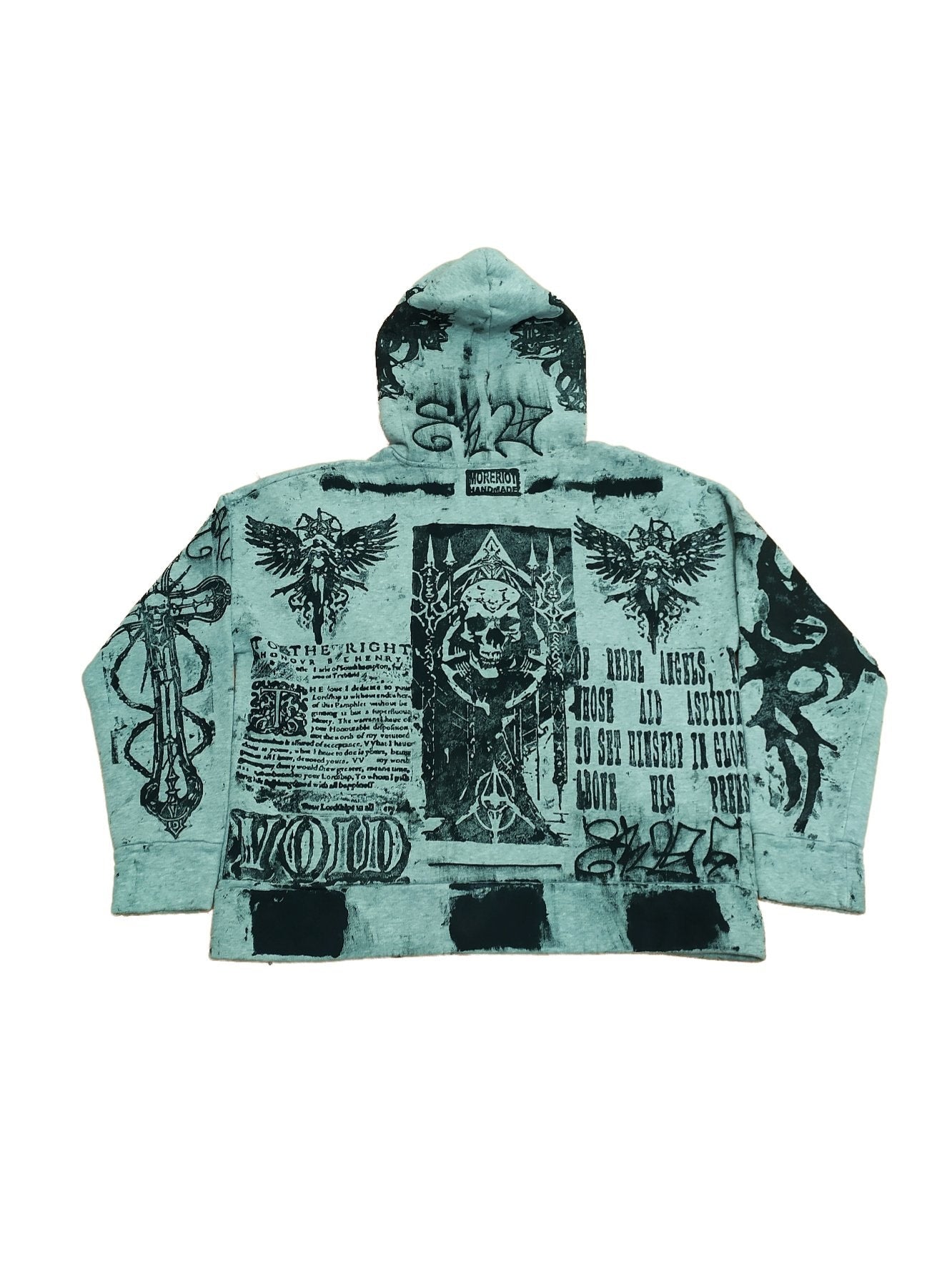 L Unique handmade custom patches punk goth fantasy emo studs rave festival spikes skull cyberpunk cool baggy art tribal hoodie