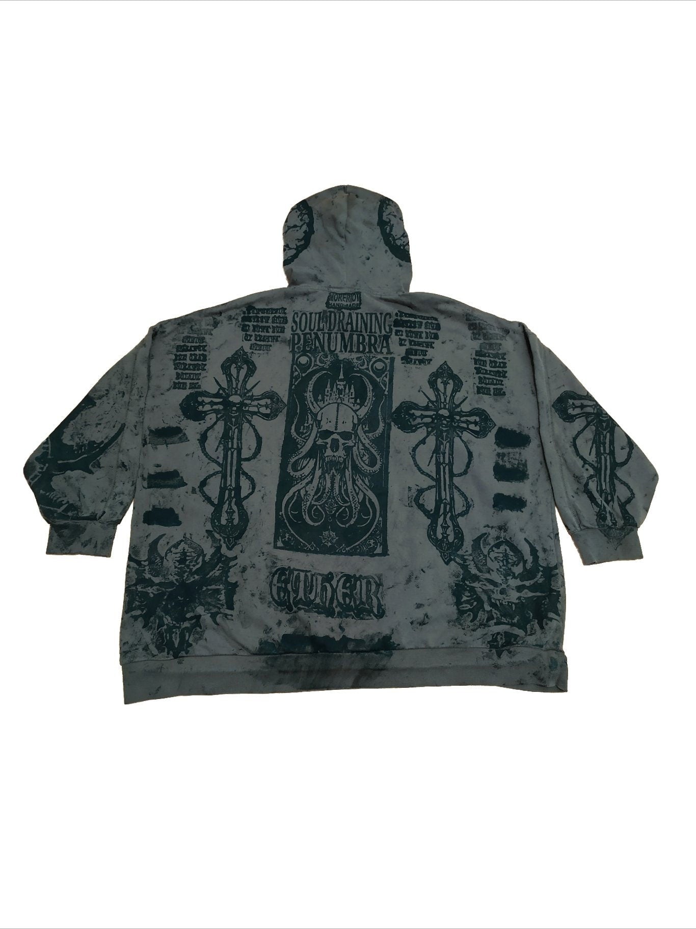 XXL Unique handmade custom patches punk goth fantasy emo studs rave festival spikes skull cyberpunk cool baggy art tribal hoodie