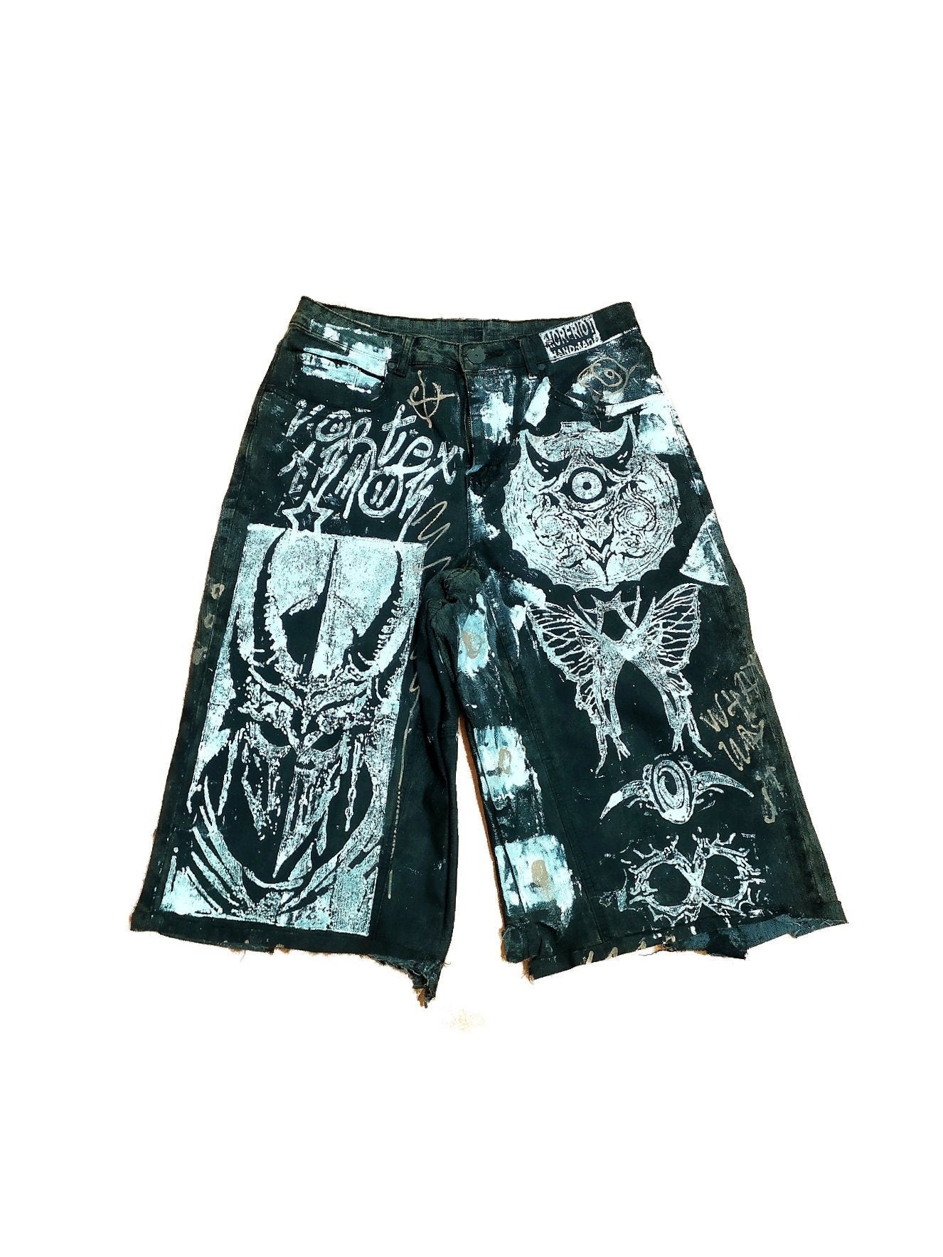 SILET Gothic 2024 Forbidden Gem Neo-Tribal Embroidered Baggy Light SouthPole Shorts