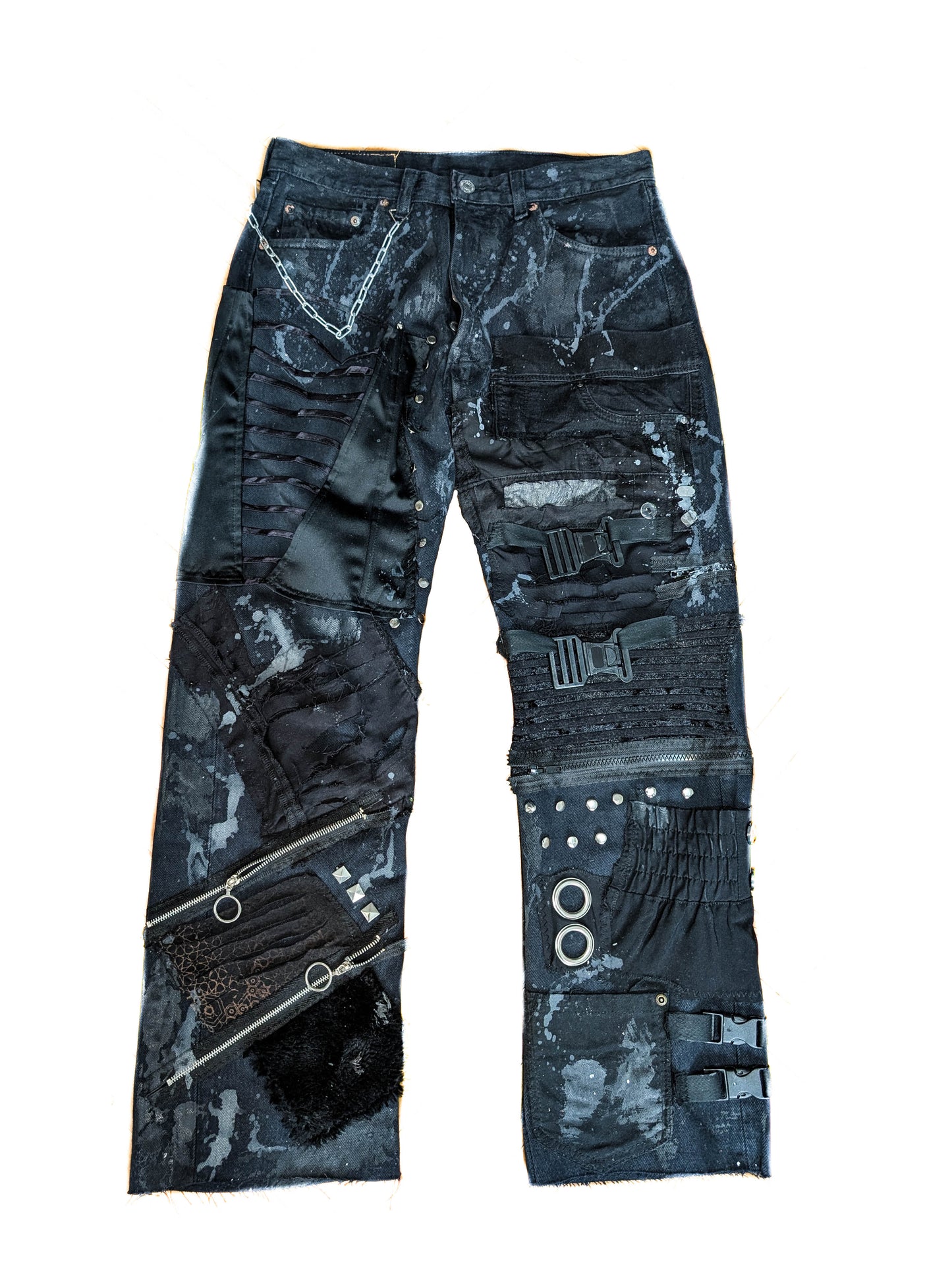 custom metallic goth punk jeans