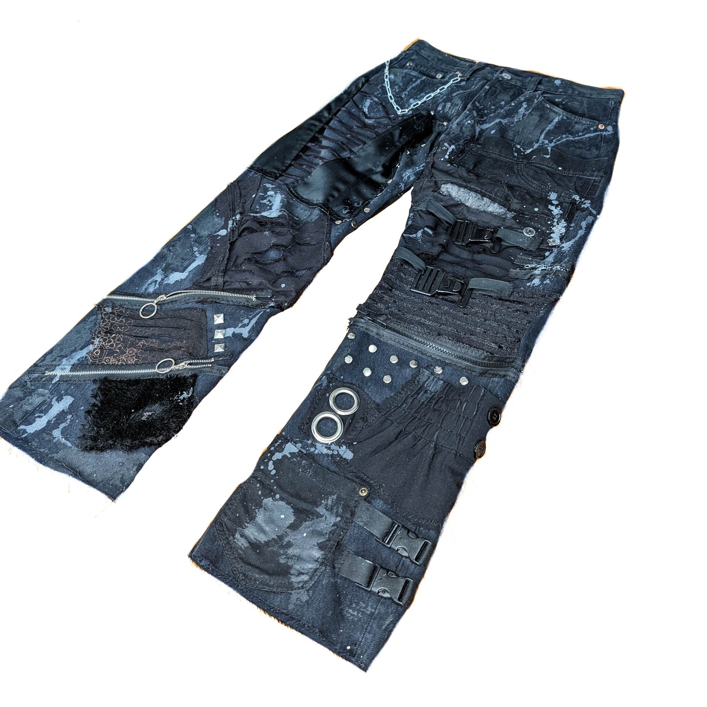 custom metallic goth punk jeans