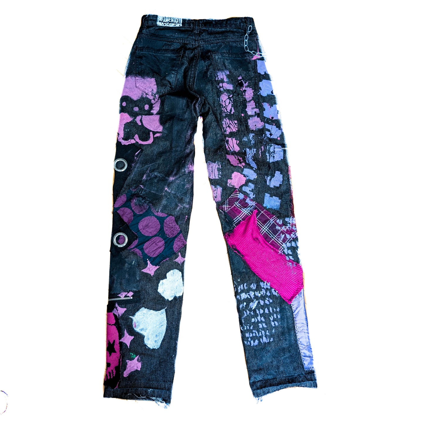 Custom punk patchwork pants MGK inspired - 2000s pop-punk and alternative rock stage aesthetics