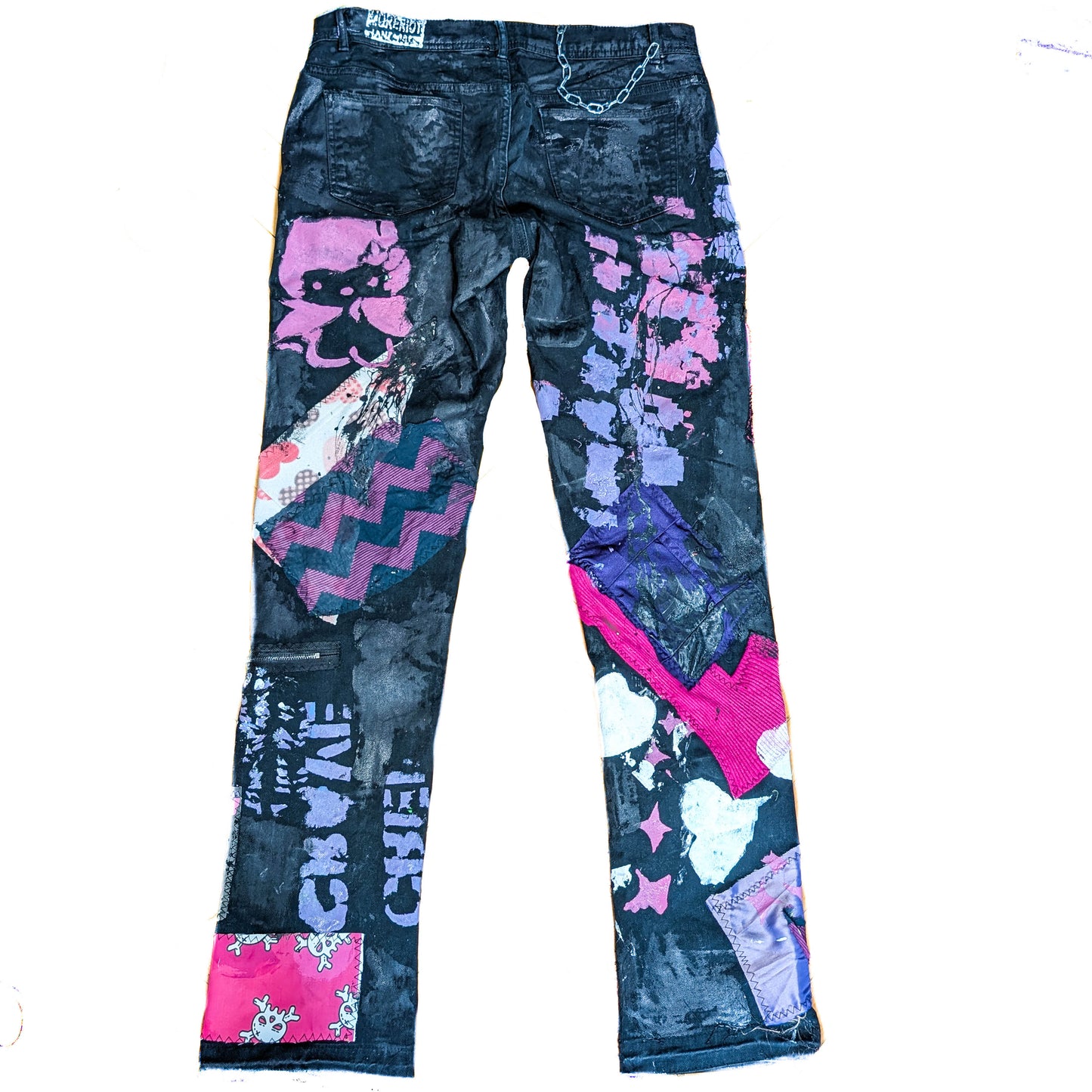 MGK-inspired punk patchwork pants - pop-punk stage aesthetics