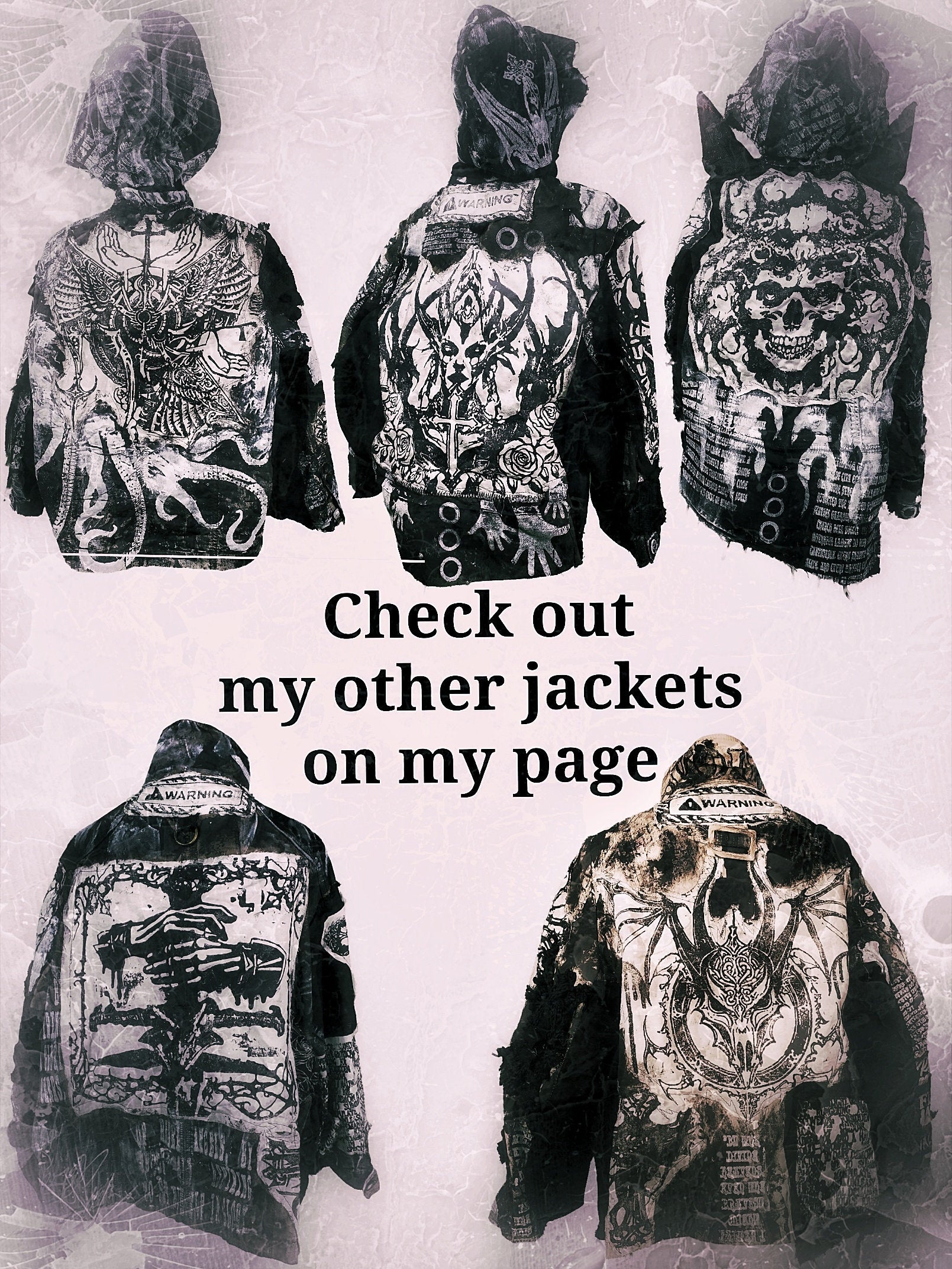 XXXL Unique handmade baggy custom tribal punk rock goth fantasy emo metal rave festival concert rockstar eye anime cool denim occult jacket