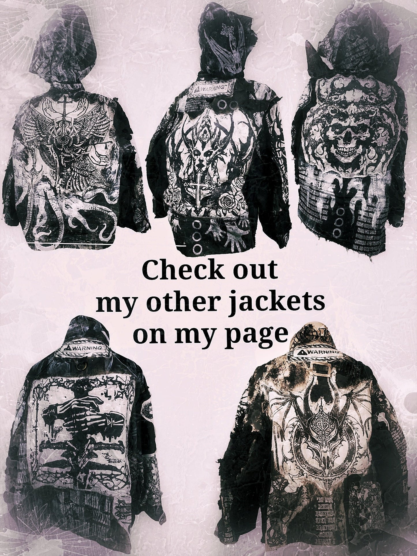 XL Unique handmade emo custom punk rock goth fantasy furry queer rave festival star y2k skull anime dragon cool alt patch baby pride jacket