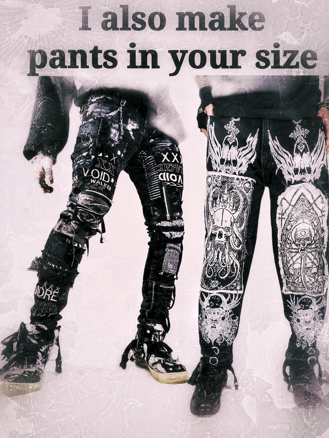 XXXL Unique handmade baggy custom tribal punk rock goth fantasy emo metal rave festival concert rockstar eye anime cool denim occult jacket