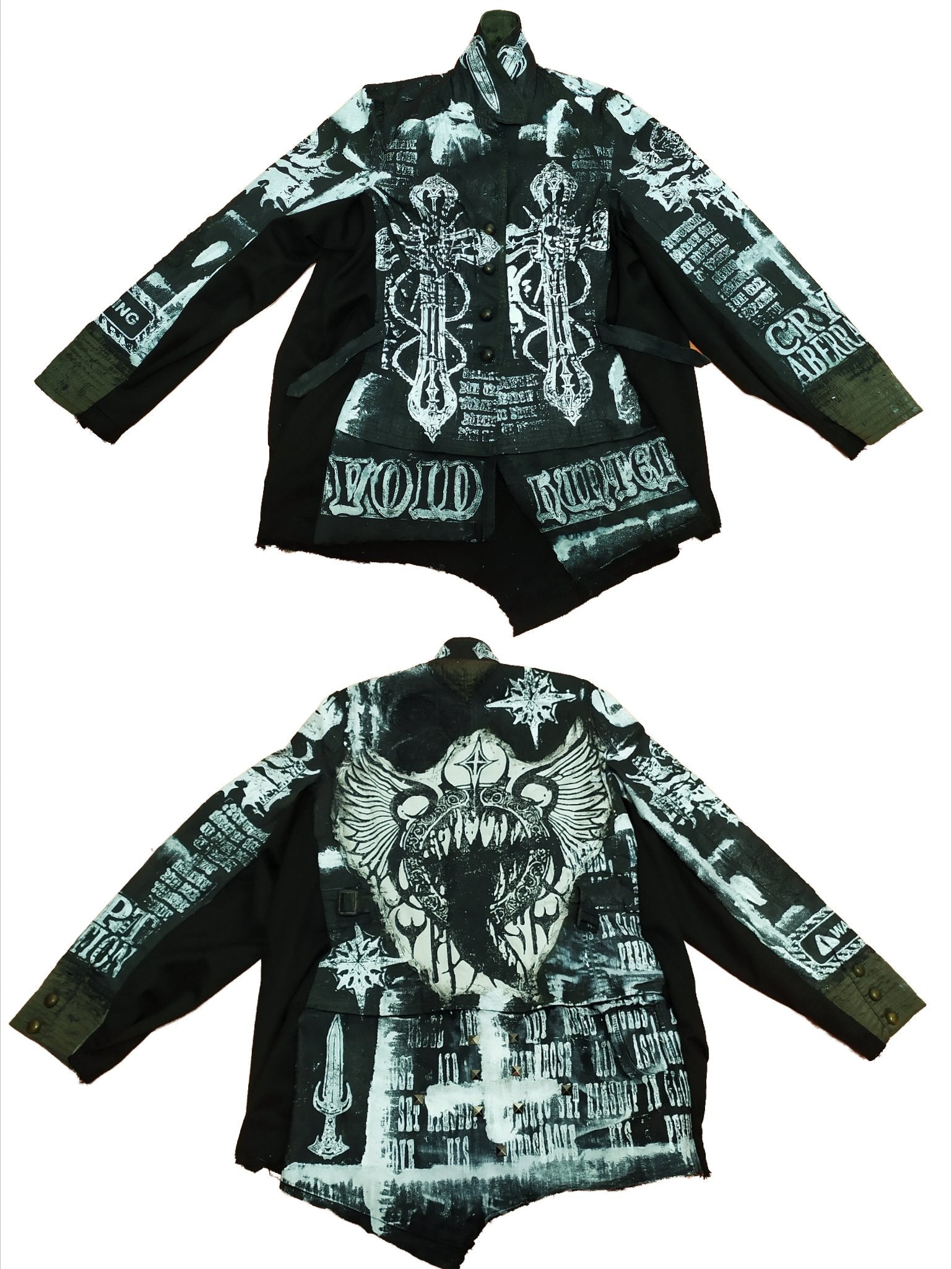 M-L Unique handmade blazer custom tribal punk goth fantasy emo metal rave festival concert rockstar skull anime cool demon occult jacket