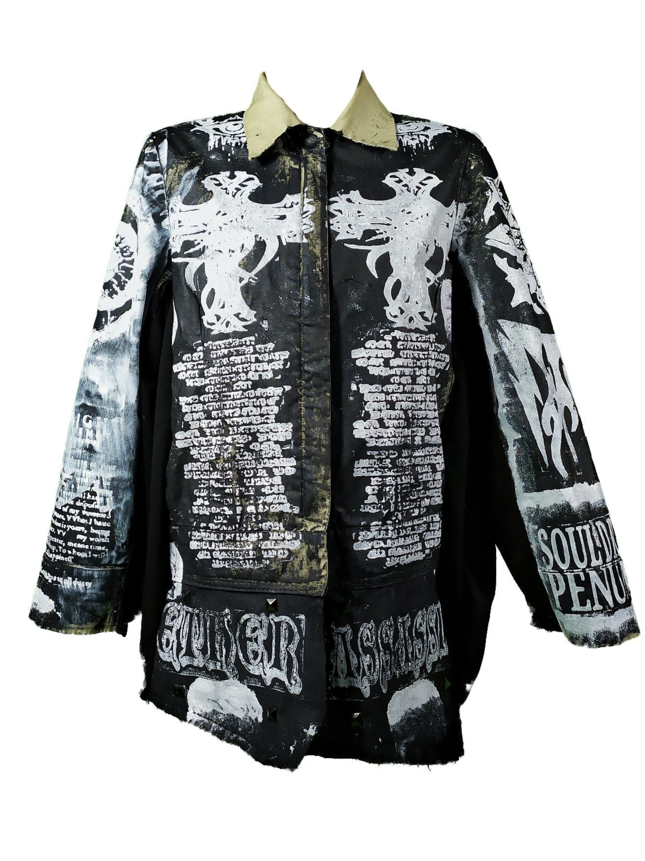 L-XL Unique handmade blazer custom tribal punk goth fantasy emo metal rave festival concert rockstar skull anime cool demon occult jacket