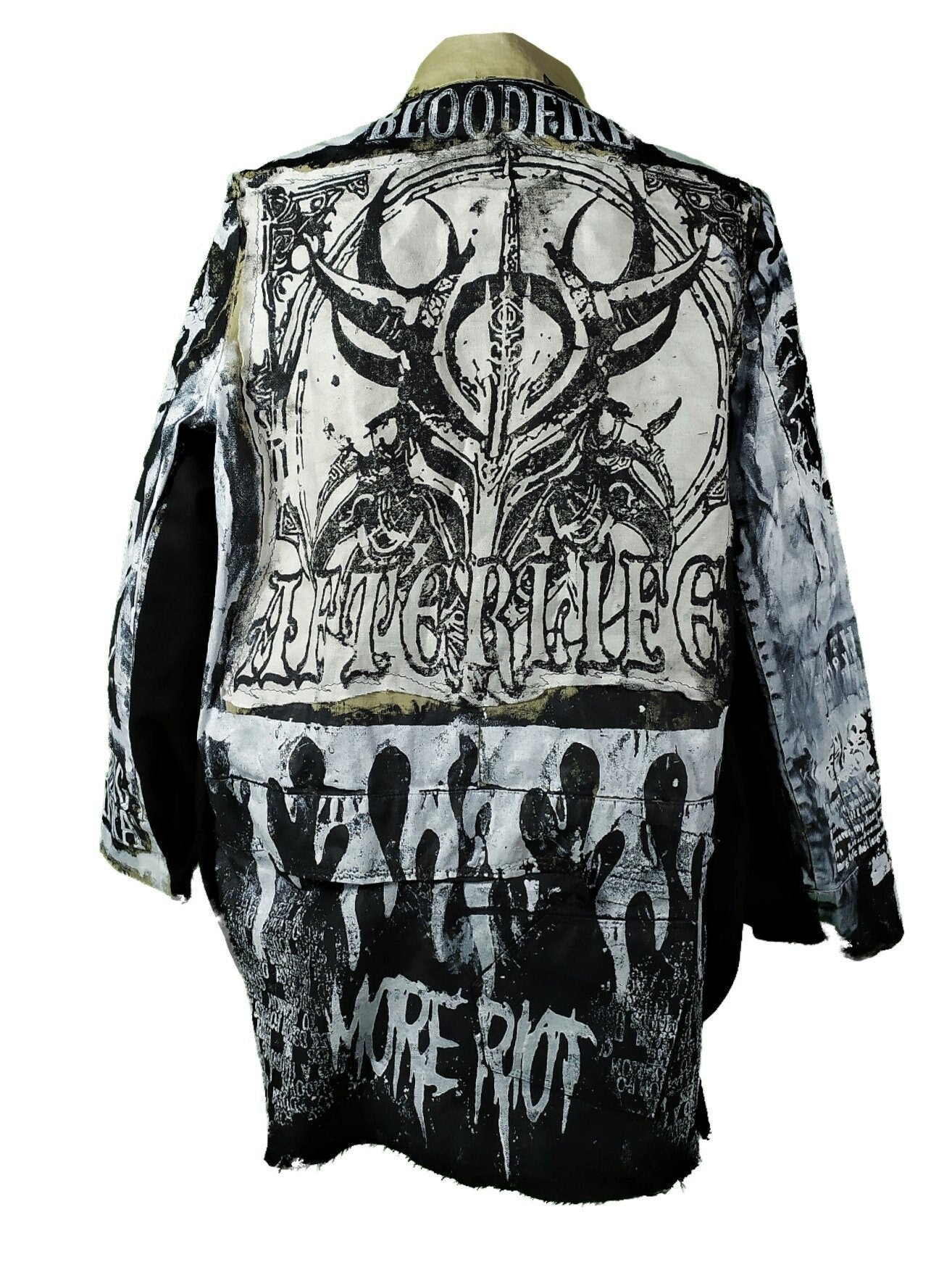 L-XL Unique handmade blazer custom tribal punk goth fantasy emo metal rave festival concert rockstar skull anime cool demon occult jacket