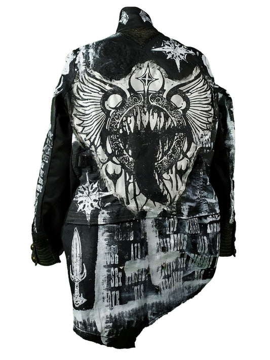 M-L Unique handmade blazer custom tribal punk goth fantasy emo metal rave festival concert rockstar skull anime cool demon occult jacket