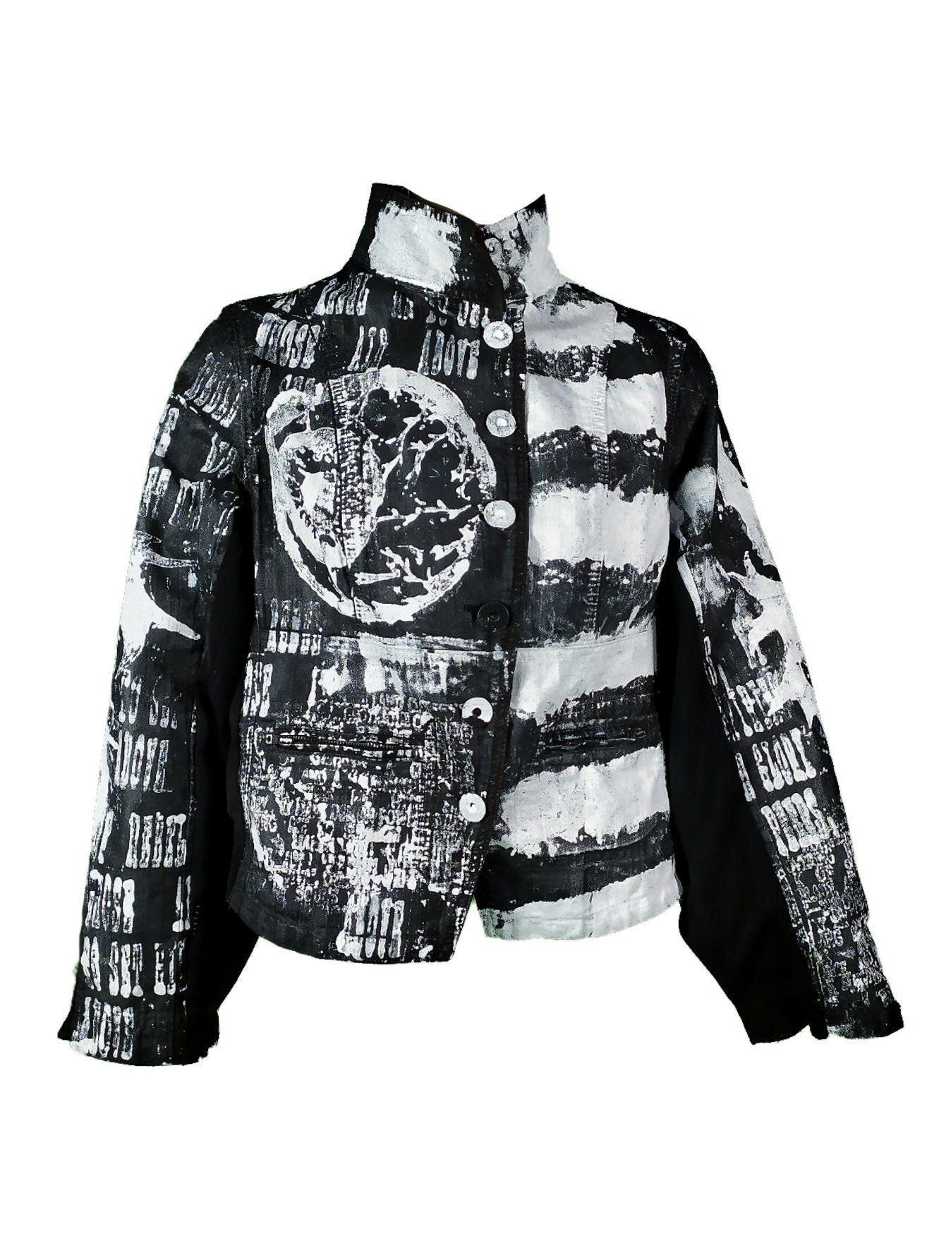 M Unique handmade dragon custom tribal punk goth fantasy emo metal rave festival concert rockstar skull anime cool denim occult jacket