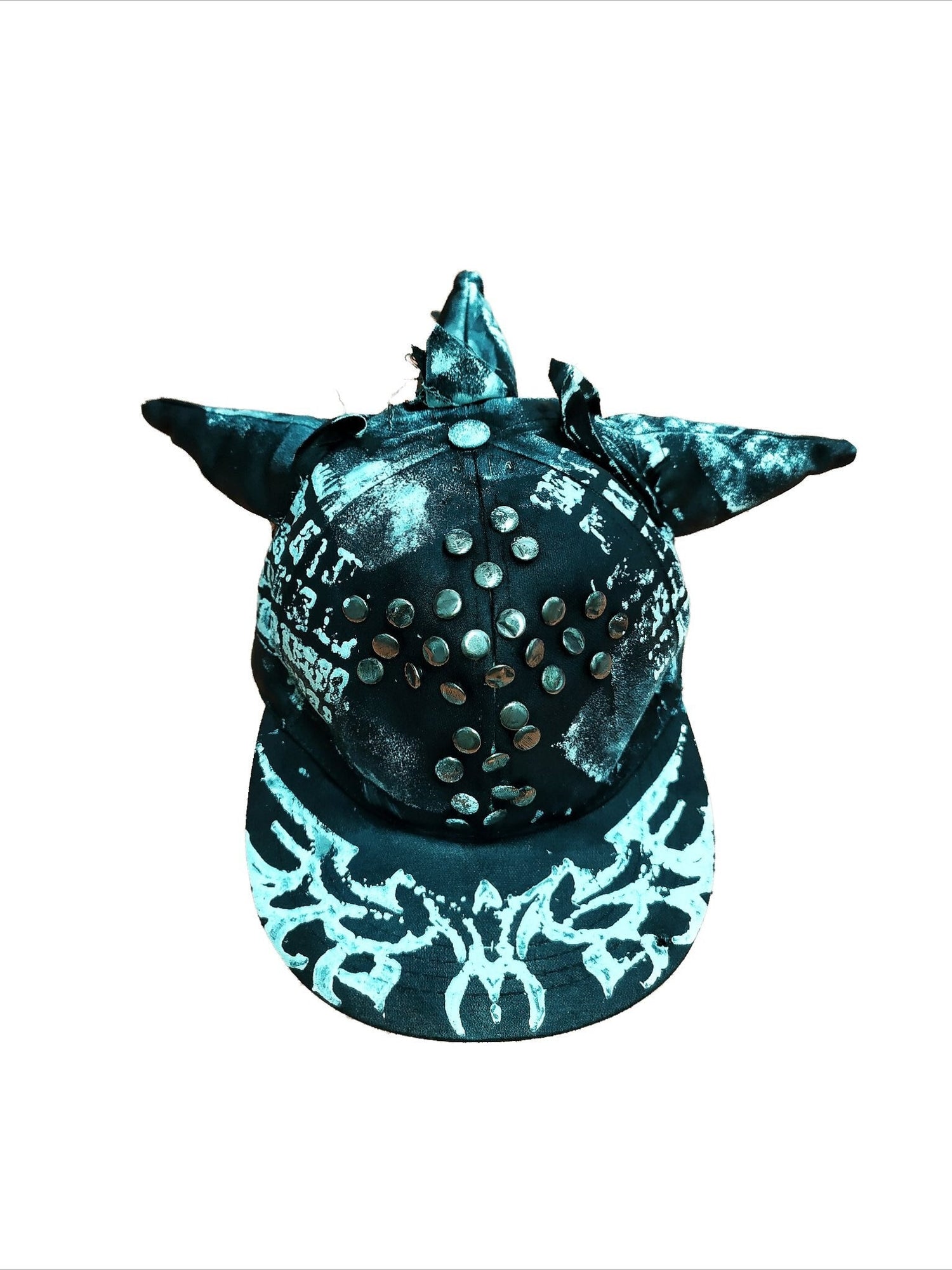 Unique Handmade Snapback Custom punk rock goth emo metal cyber dark tribal symbol graphic cool rave fantasy festival spikes studs hat