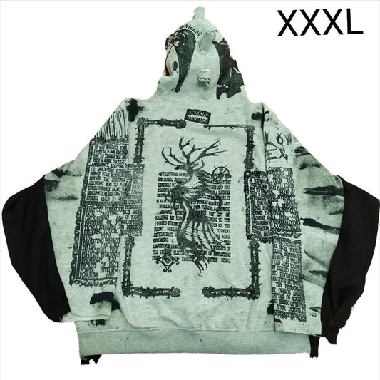 XXXL Unique handmade custom patches punk goth fantasy emo studs rave festival spikes skull cyberpunk cool baggy art tribal hoodie