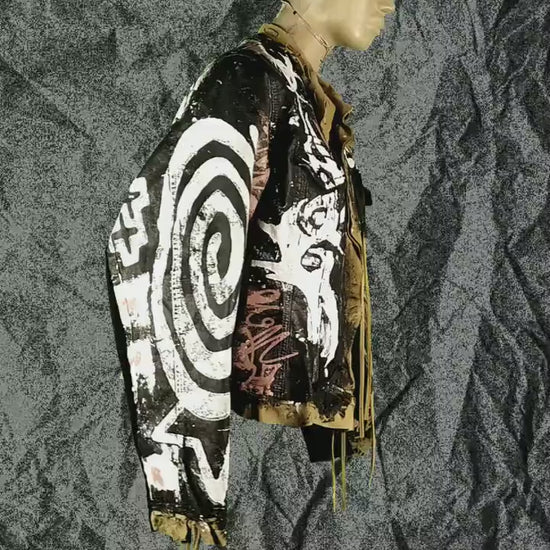 L Unique handmade emo custom punk rock goth fantasy spiral rave festival star y2k skull anime hello cool alt patch heart cyberpunk jacket