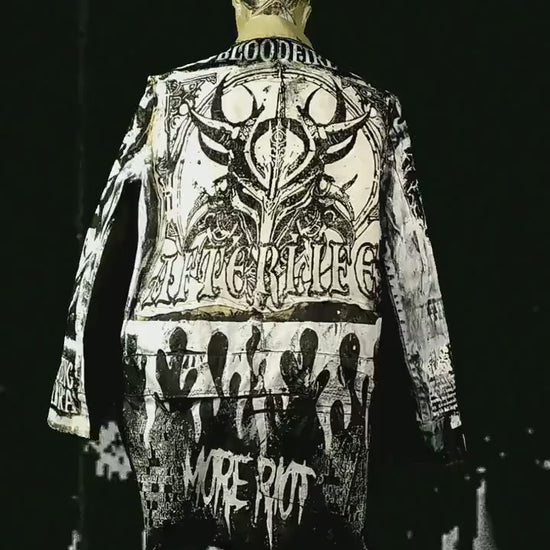 L-XL Unique handmade blazer custom tribal punk goth fantasy emo metal rave festival concert rockstar skull anime cool demon occult jacket