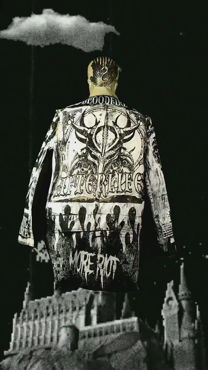 L-XL Unique handmade blazer custom tribal punk goth fantasy emo metal rave festival concert rockstar skull anime cool demon occult jacket