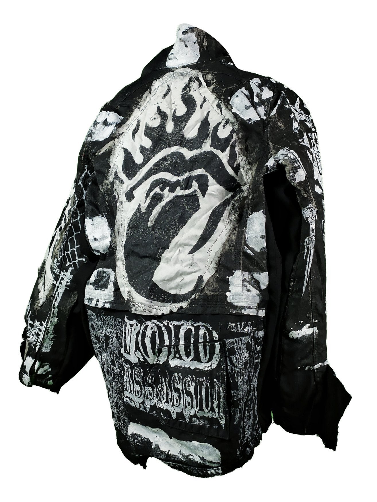 L-XL Unique handmade blazer custom tribal punk goth fantasy emo metal rave festival concert rockstar skull anime cool denim occult jacket