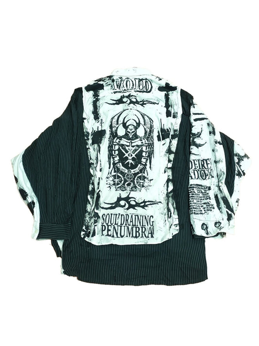 XXXL Unique handmade custom patches punk goth fantasy emo alt rave festival striped skull cyberpunk cool baggy art tribal shirt oversized